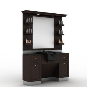 Post de lucru frizerie / barber styling unit ALPEDA CLASSIC MAN, chiuveta alba/neagra