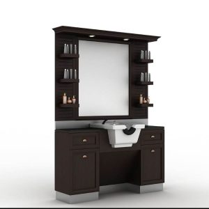 Post de lucru frizerie / barber styling unit ALPEDA CLASSIC MAN, chiuveta alba/neagra