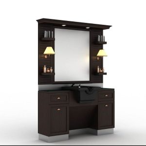 Post de lucru frizerie / barber styling unit Alpeda Classic Man, chiuveta alba/neagra