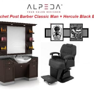 Pachet Alpeda Post frizerie Classic Man + Scaun Frizerie Hercule Black Edition