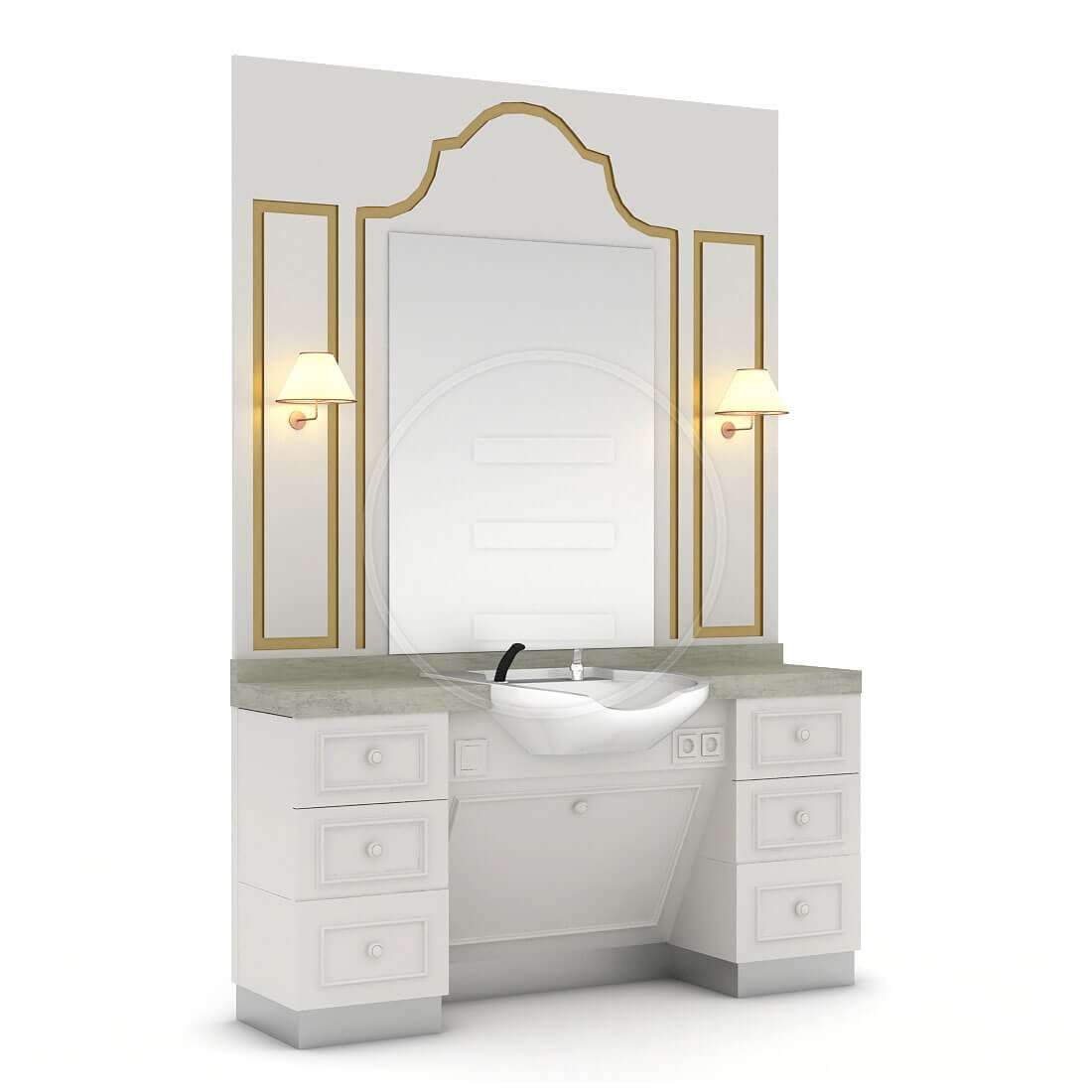 Post de lucru frizerie / barber styling unit Alpeda Avangard Man Alb - OUTLET