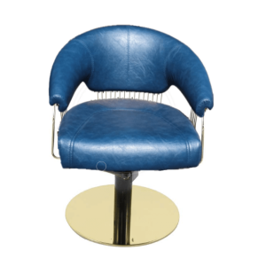 Scaun coafor / styling chair Alpeda ELITE GOLD SL, piele albastra, OUTLET