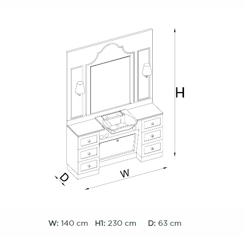 Post de lucru frizerie / barber styling unit Alpeda Sebastian - imagine 5