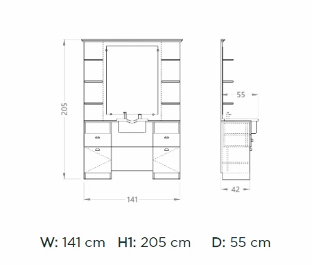 Post de lucru frizerie / barber styling unit ALPEDA FORTE - imagine 5