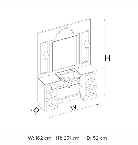 Post de lucru frizerie / barber styling unit ALPEDA ARDEN - imagine 2