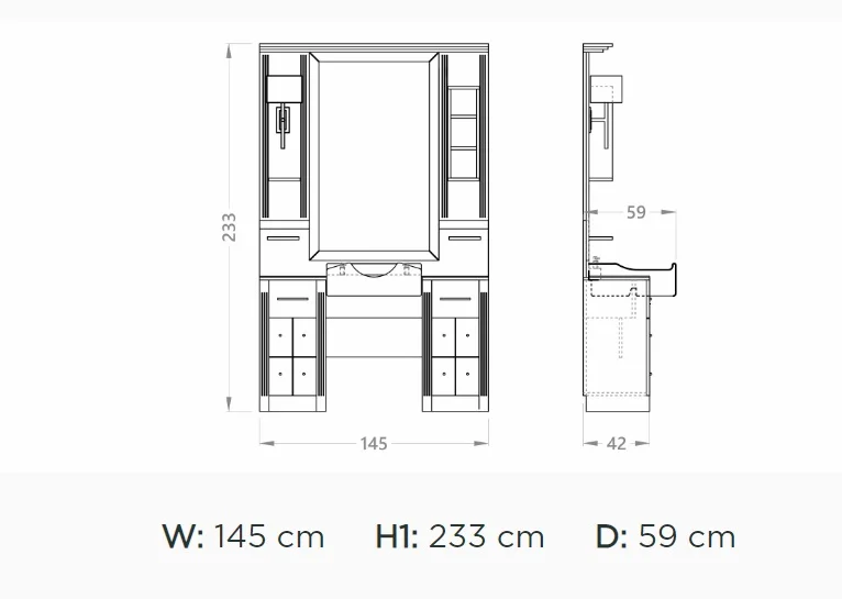 Post de lucru frizerie / barber styling unit ALPEDA Barlas - imagine 4