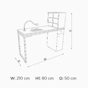 Masa manichiura Alpeda Boho Gold Double Nail Station, OUTLET