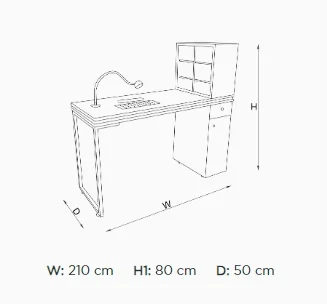 Masa manichiura Alpeda Boho Gold Double Nail Station, OUTLET - imagine 2