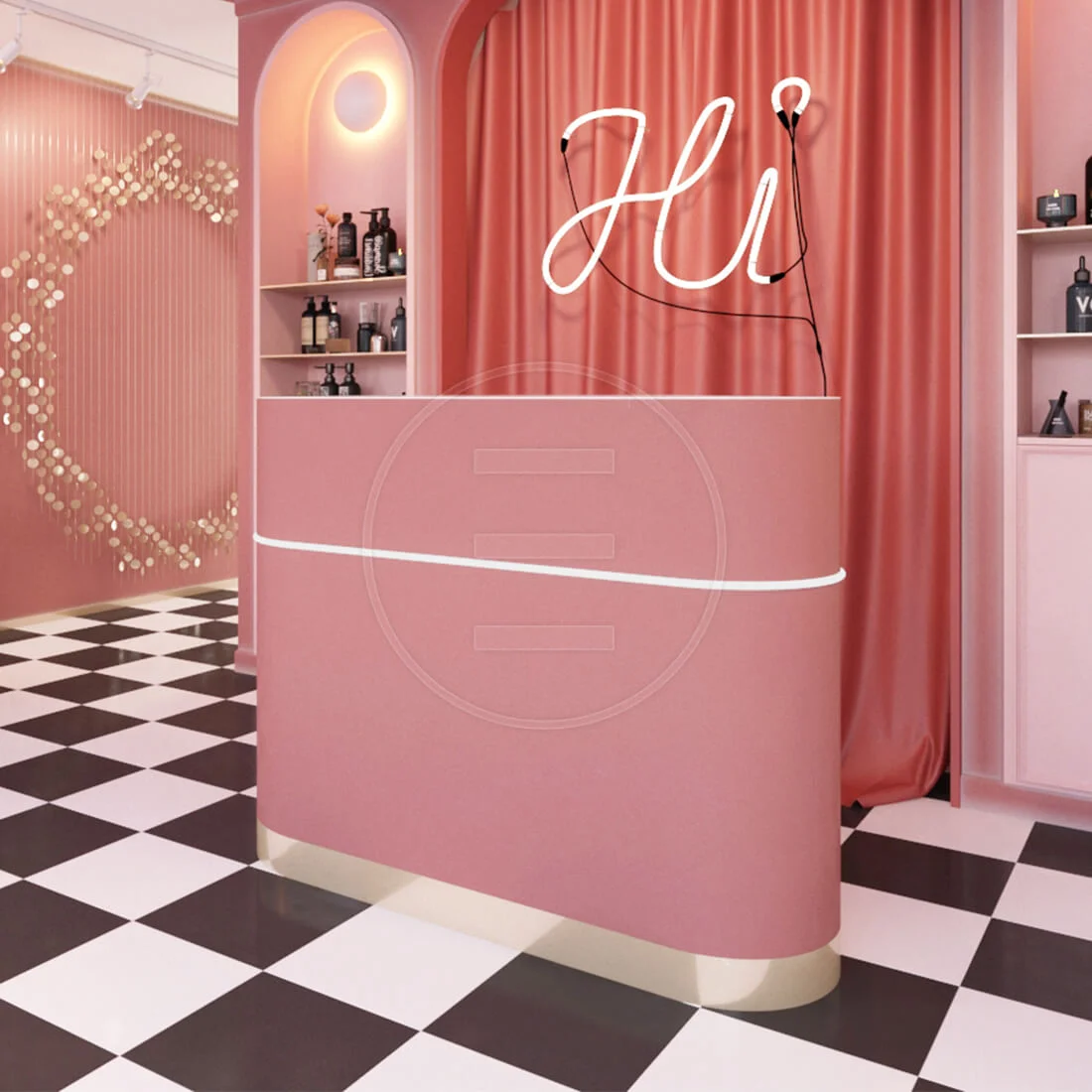 Receptie Alpeda Liba Desk Auriu / Crom / Rose / Black - imagine 4