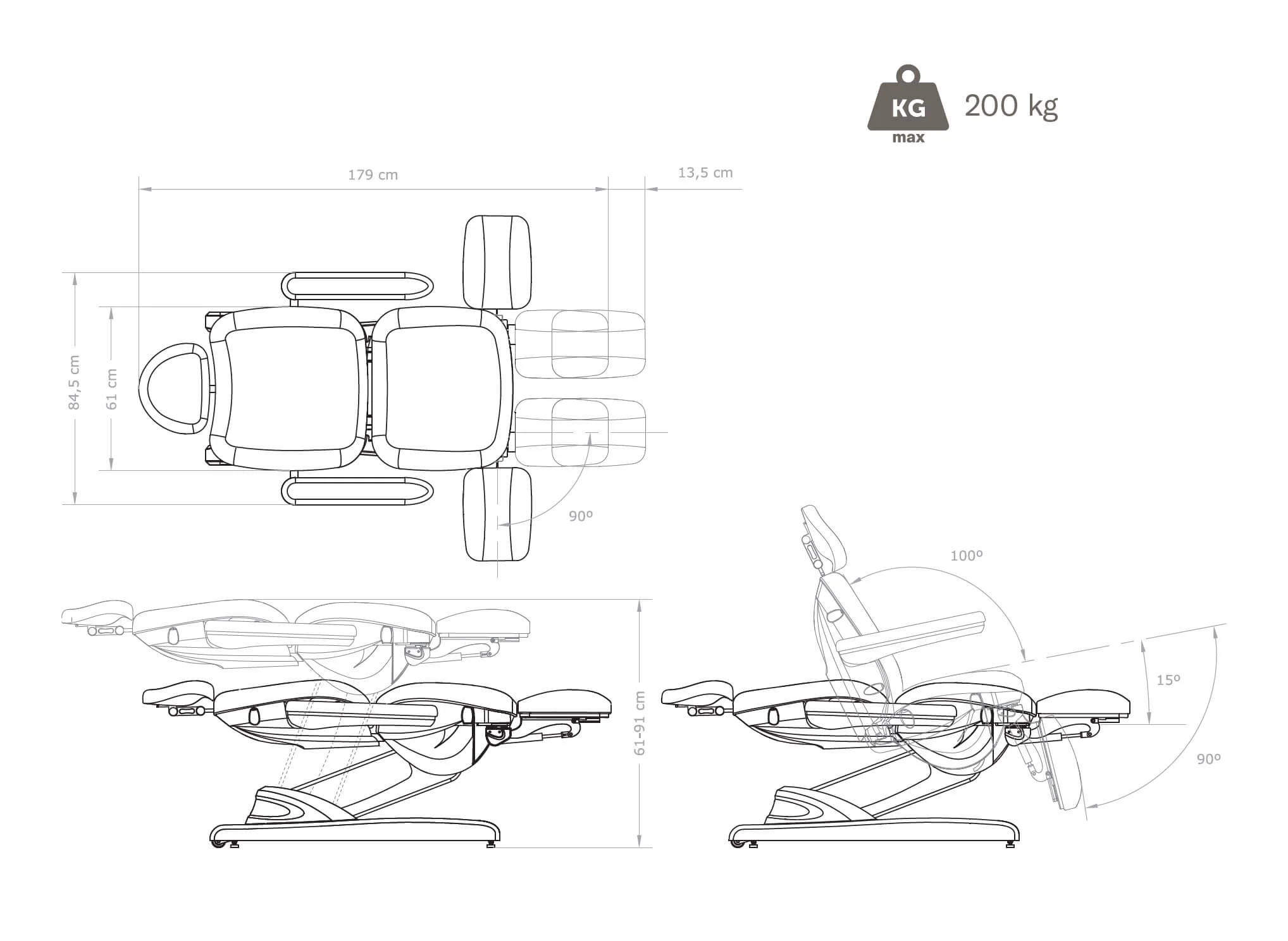 Fotoliu cosmetica / pedichiura electric Kanton Ika - imagine 6