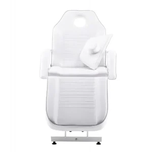 Pat cosmetica/masaj reglabil salon infrumusetare, pat masaj piele ecologica, tetiera si picioare reglabile, Alb 180x65x64cm H C00W