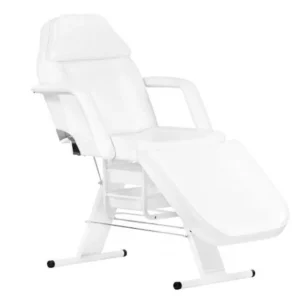 Pat cosmetica/masaj reglabil salon infrumusetare, pat masaj piele ecologica, tetiera si picioare reglabile, Alb 180x65x64cm H C00W