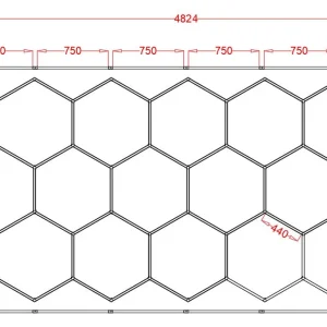 Sistem iluminat LED Hexagonal, HoneyComb, 4824mm*2604mm