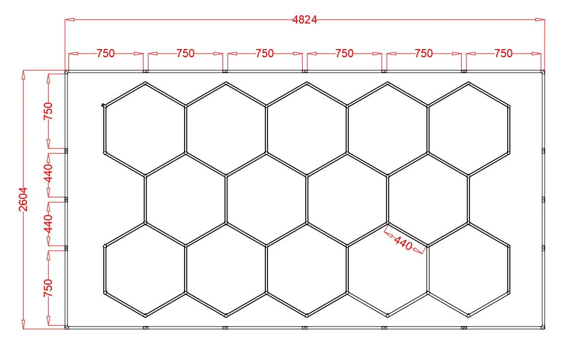 Sistem iluminat LED Hexagonal, HoneyComb, 4824mm*2604mm - imagine 2