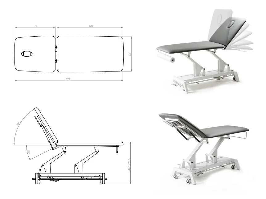 Masa electrica tratament (pat electric tratament) KANTON AVANT baza alba - imagine 4