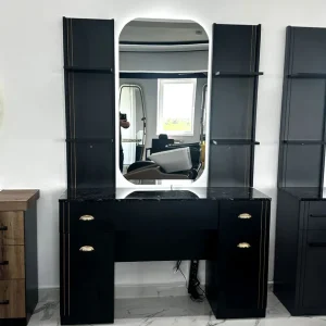 Post de lucru frizerie Kanton Black, fara bazin ceramic, OUTLET