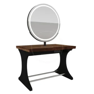 Post lucru coafor dublu / insula ALPEDA Woody Circle Single Island