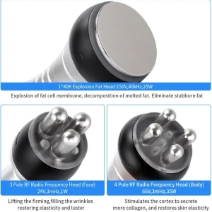 Aparat cosmetic profesional 6 in 1 lipolaser liposuctie virtuala, cavitatie in vid, radiofrecventa, tripolar, multipolar RF pentru slabire in greutate, indepartare celulita, slabire rapida