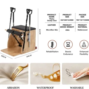 Aparat Pilates si Yoga Wunda profesional din lemn, scaun combo, corector postura, antrenament de bază de yoga, remodelare corporala si fitness