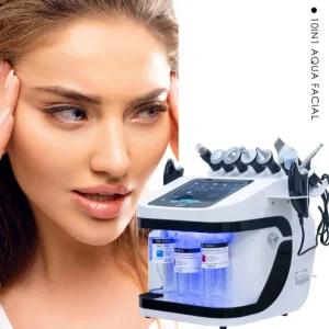 Aparat profesional 10 in 1 AQUA hidradermabraziune, ciocan rece, spatula ultrasunete, oxigen jet peeling