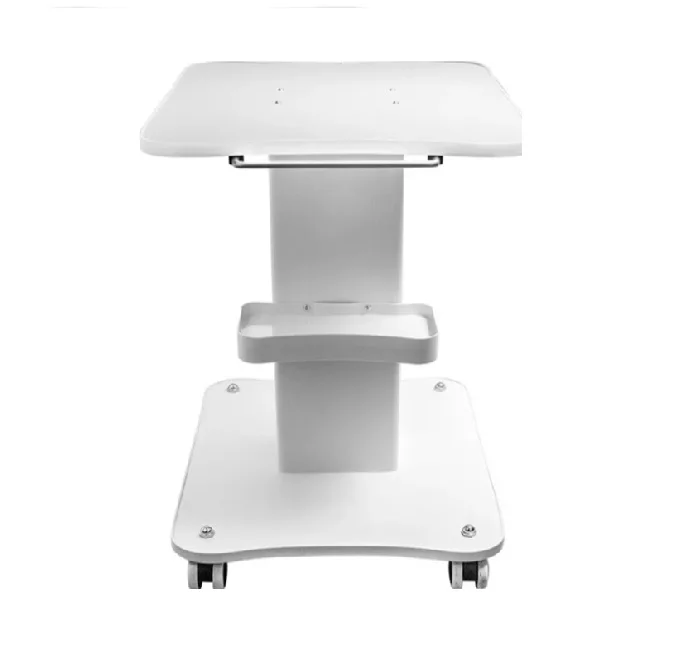 Masa cu roti, suport combina cosmetica salon infrumusetara, stand cu rotile alb, 55×45 H67.5cm M03